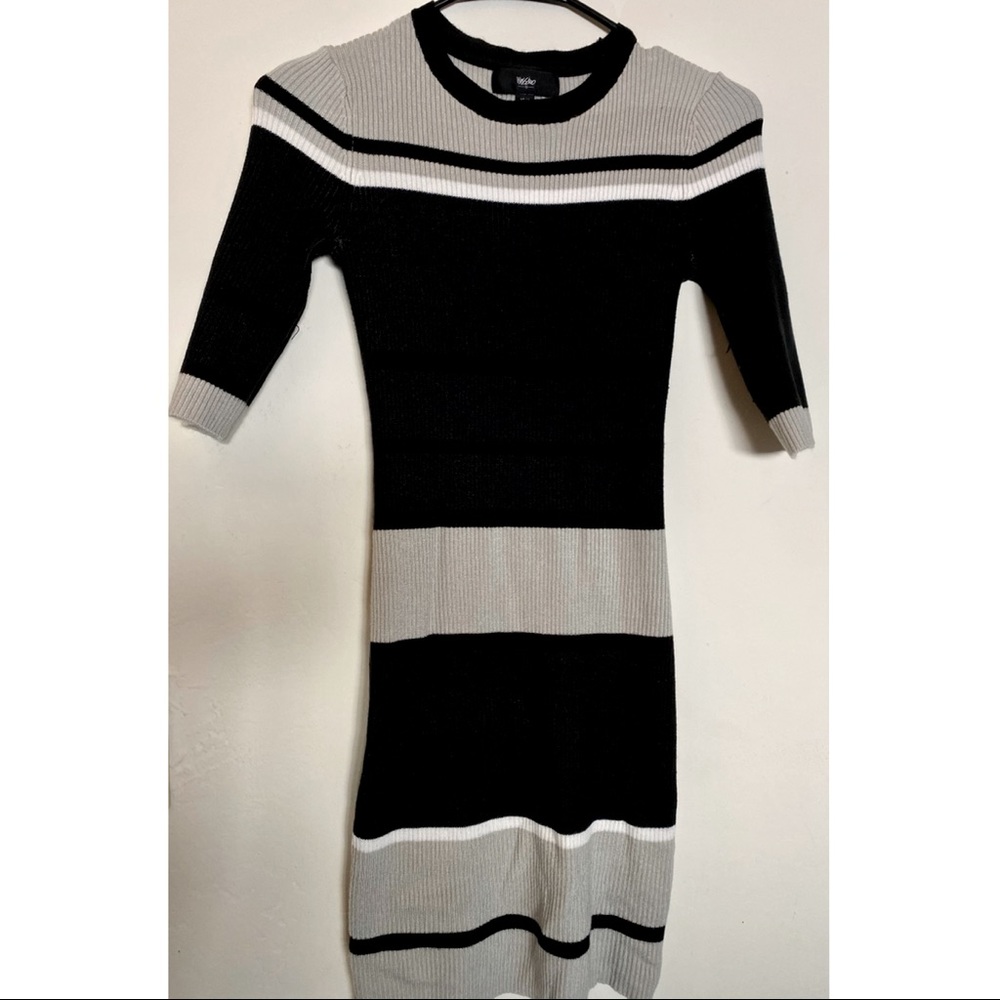 Blue Gray Striped Dress